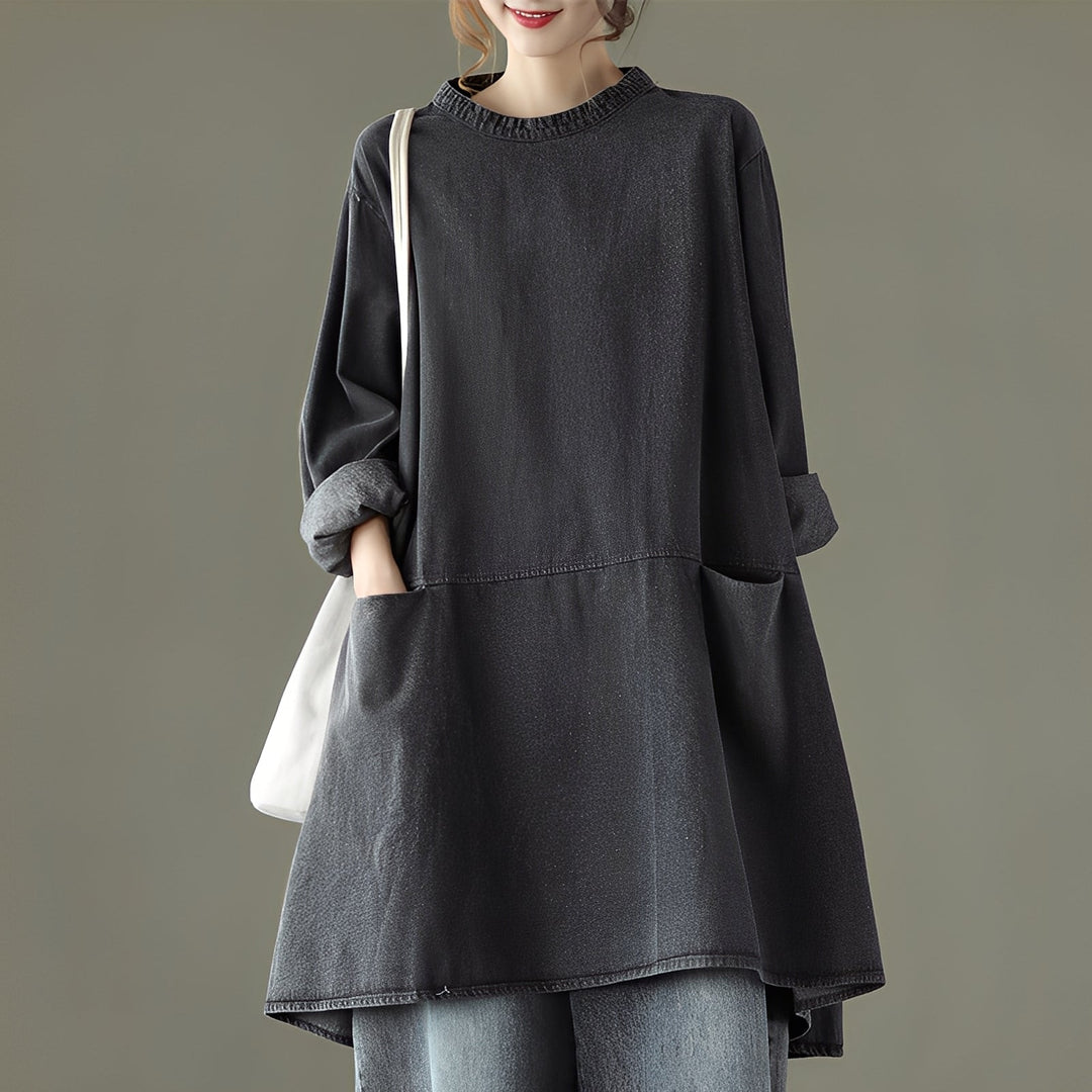 Valerie - Abito maxi casual in denim con tasche per donne 1