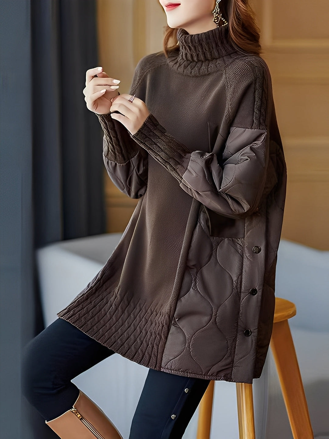 Vonda - Maglione a collo alto casual con collo alto per donne 0