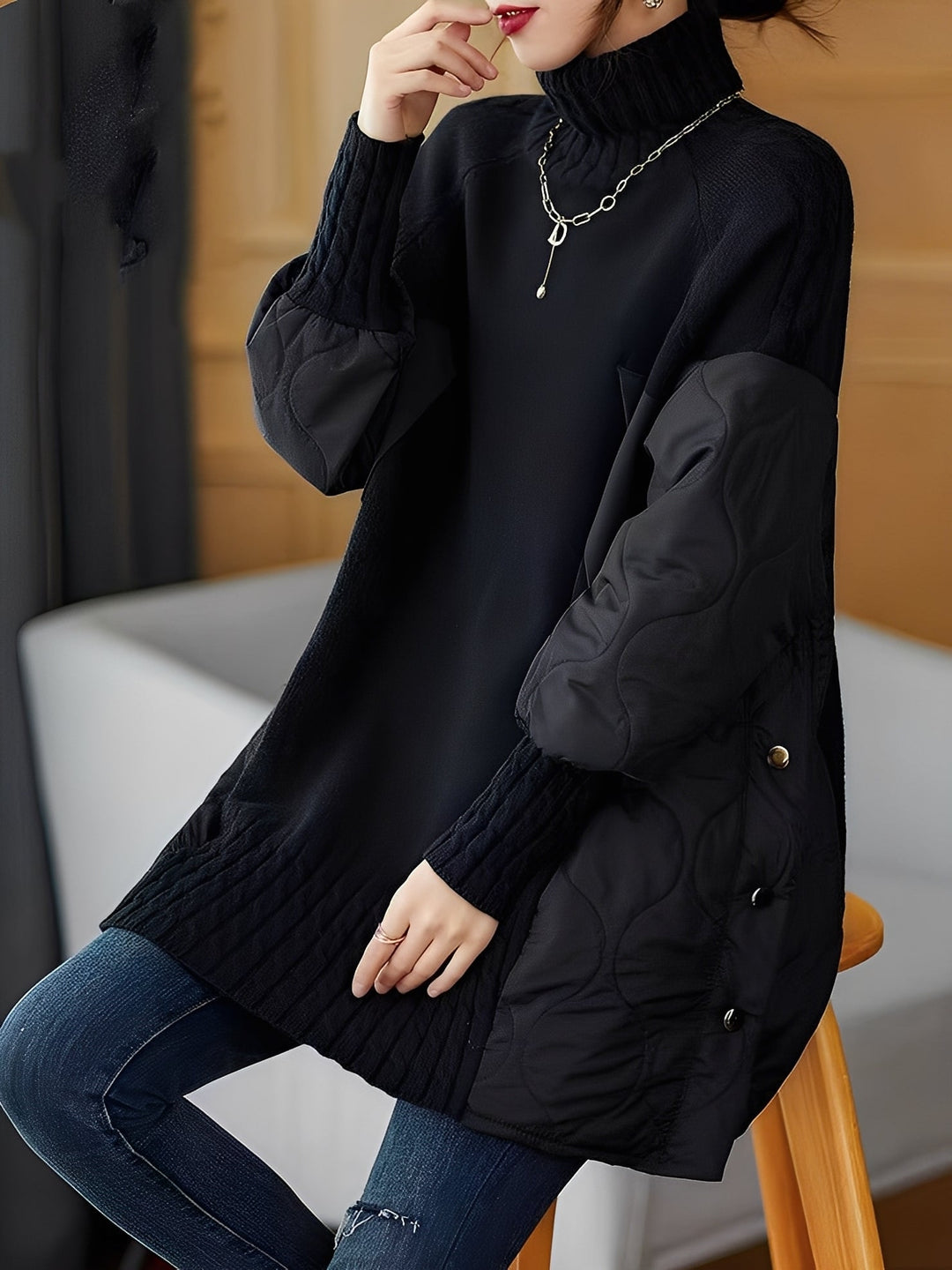 Vonda - Maglione a collo alto casual con collo alto per donne 3