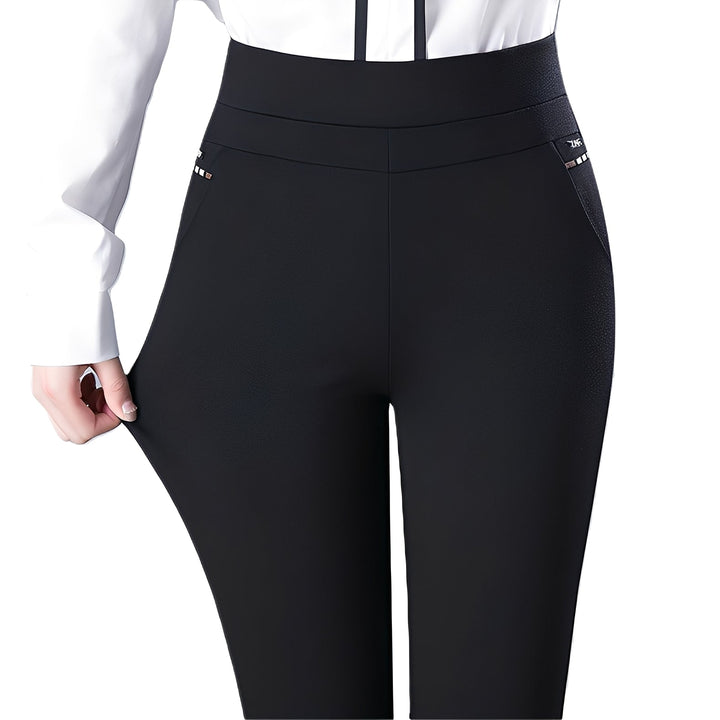 Wenda - Pantaloni a vita alta con elastico per donne 5