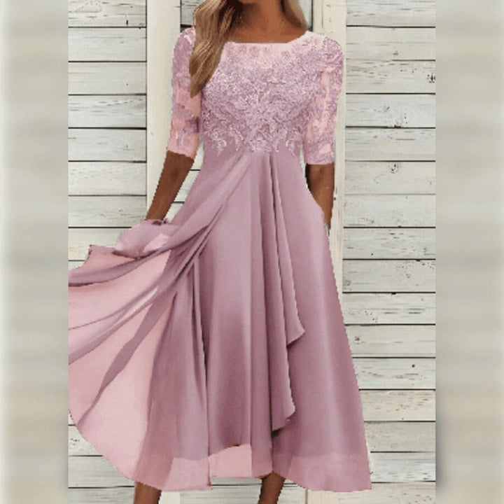 Yara - Elegante Midi Abito in Pizzo e Chiffon 6