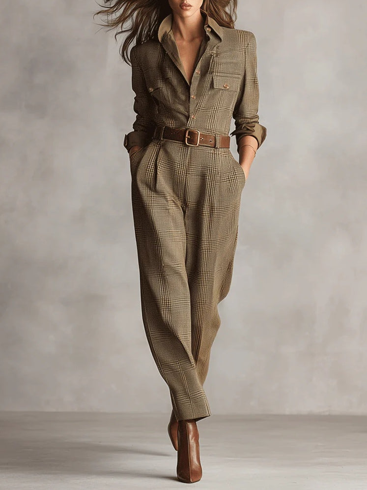 Zoë – Tuta Elegante in Tweed a Quadri 0