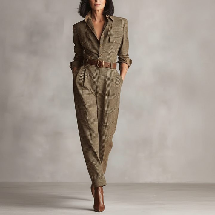 Zoë – Tuta Elegante in Tweed a Quadri 1