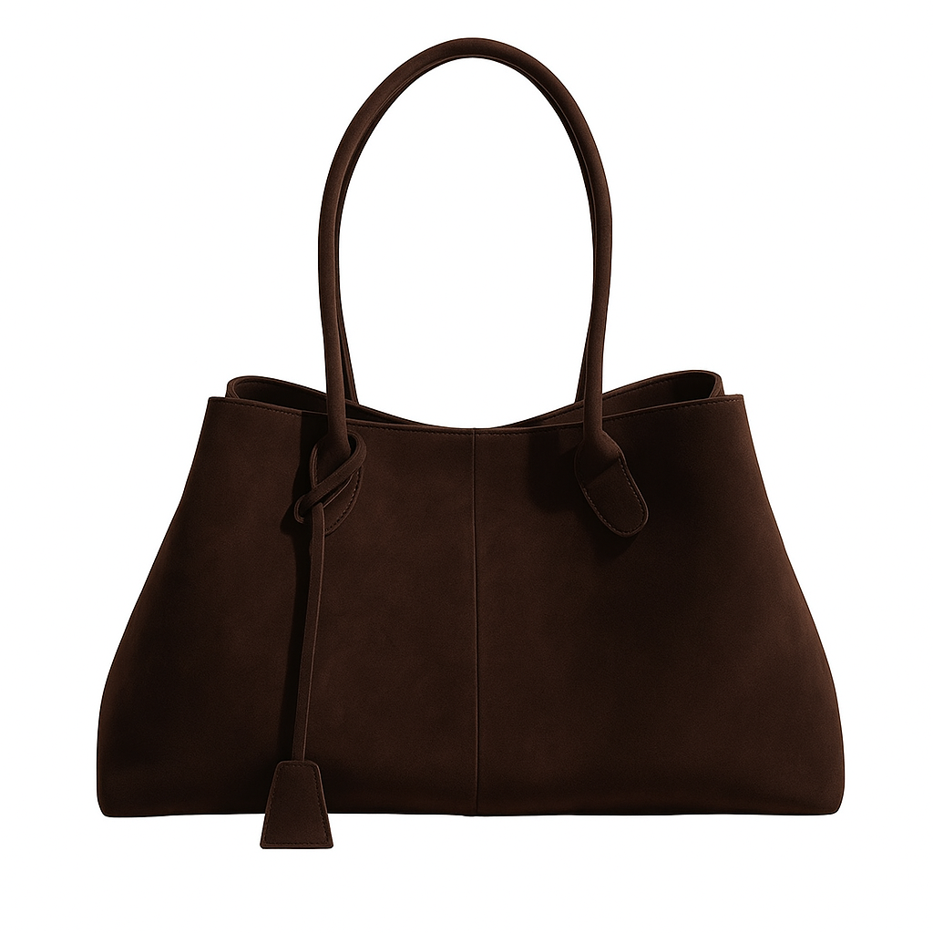 La borsa tote Arianna nera su uno sfondo neutro, mettendo in risalto la sua silhouette classica e senza tempo.