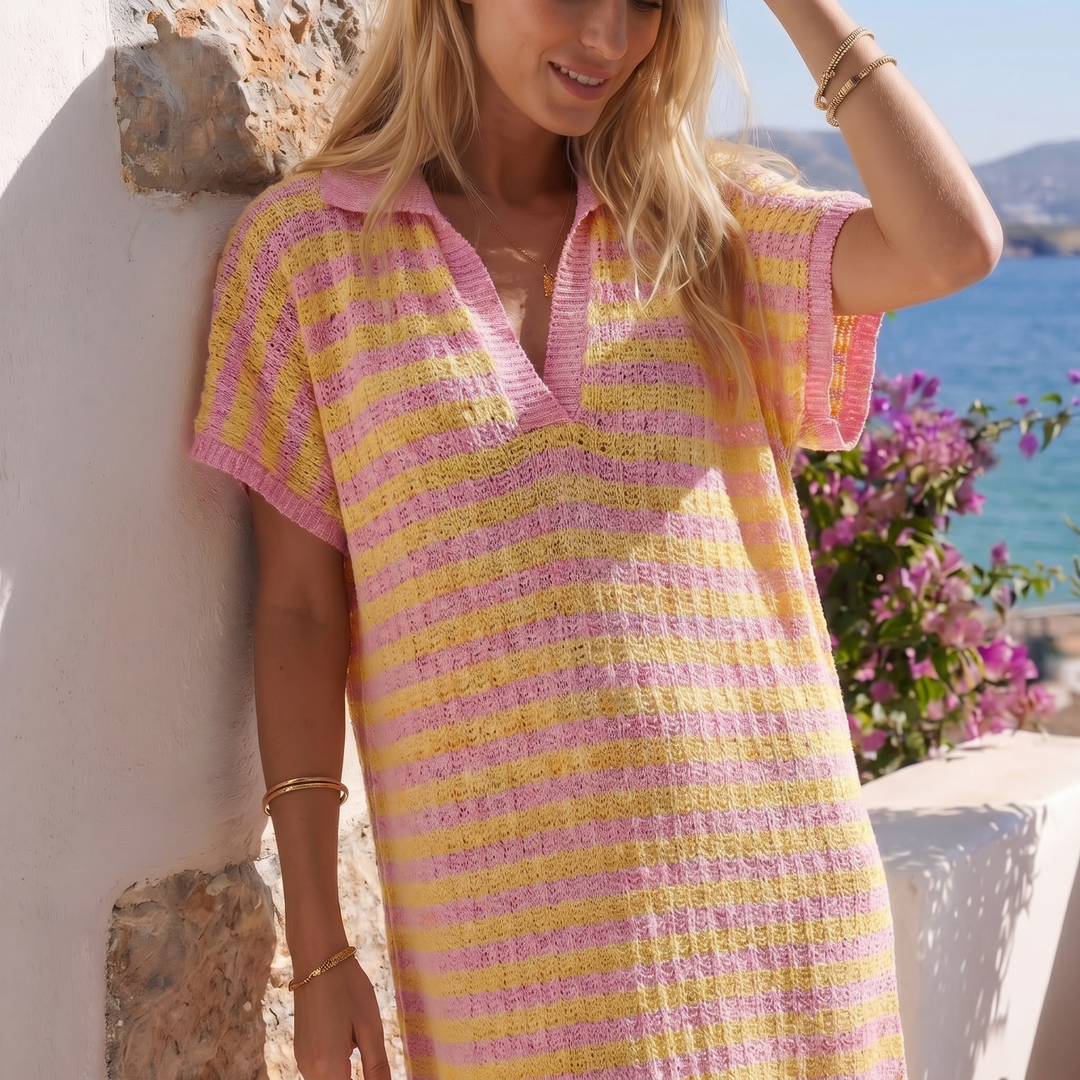 Abito lungo Lemon Blossom - Rosa/Giallo