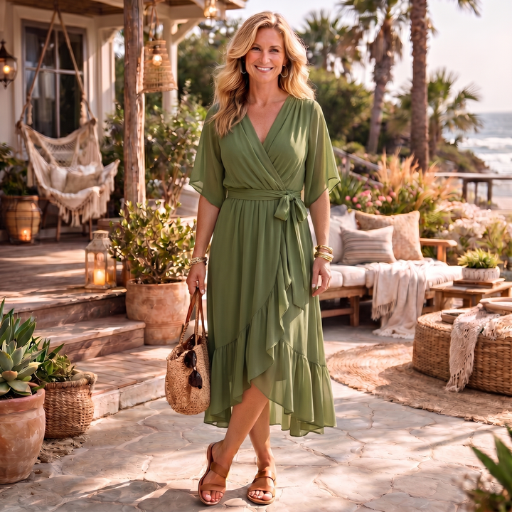 Monica – Abito in chiffon con scollo a V