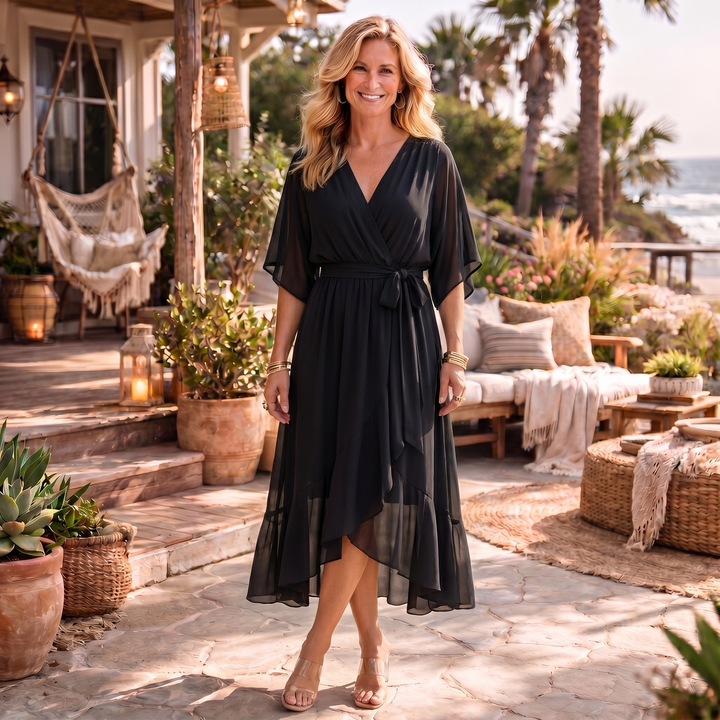 Monica – Abito in chiffon con scollo a V