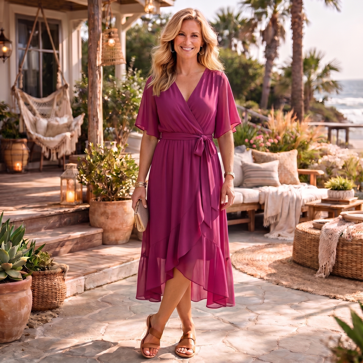 Monica – Abito in chiffon con scollo a V