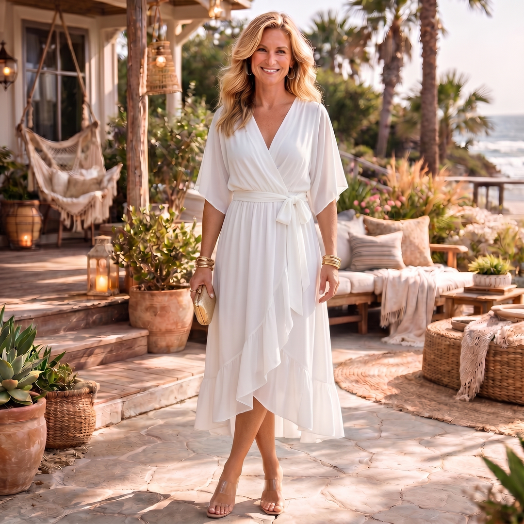 Monica – Abito in chiffon con scollo a V