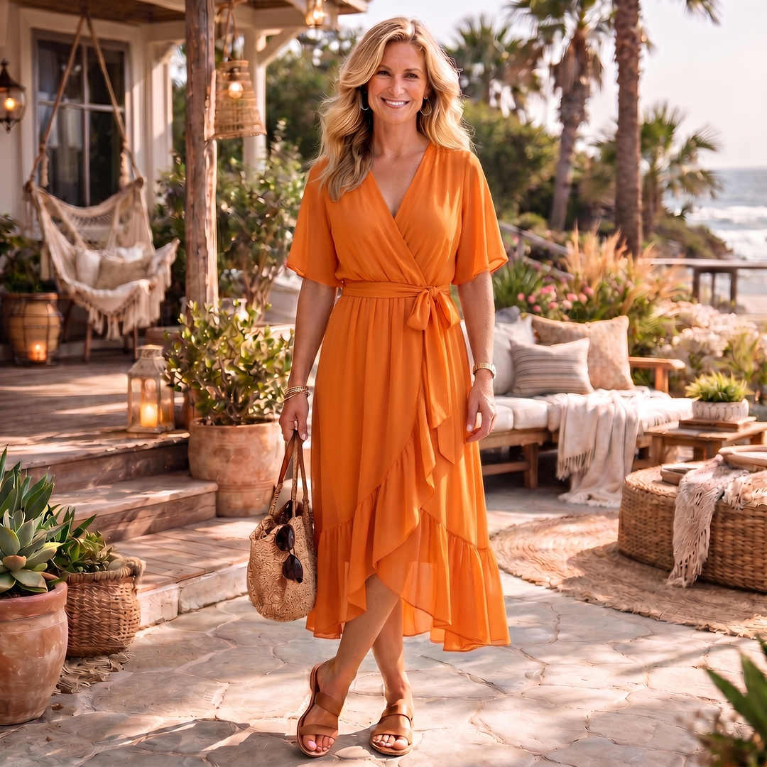 Monica – Abito in chiffon con scollo a V
