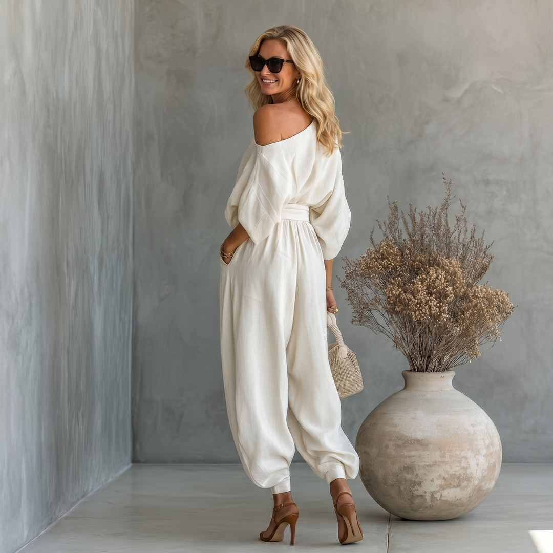 Set di Lino Bianco Sporco – Fresco e Chic per Uscite Estive Eleganti