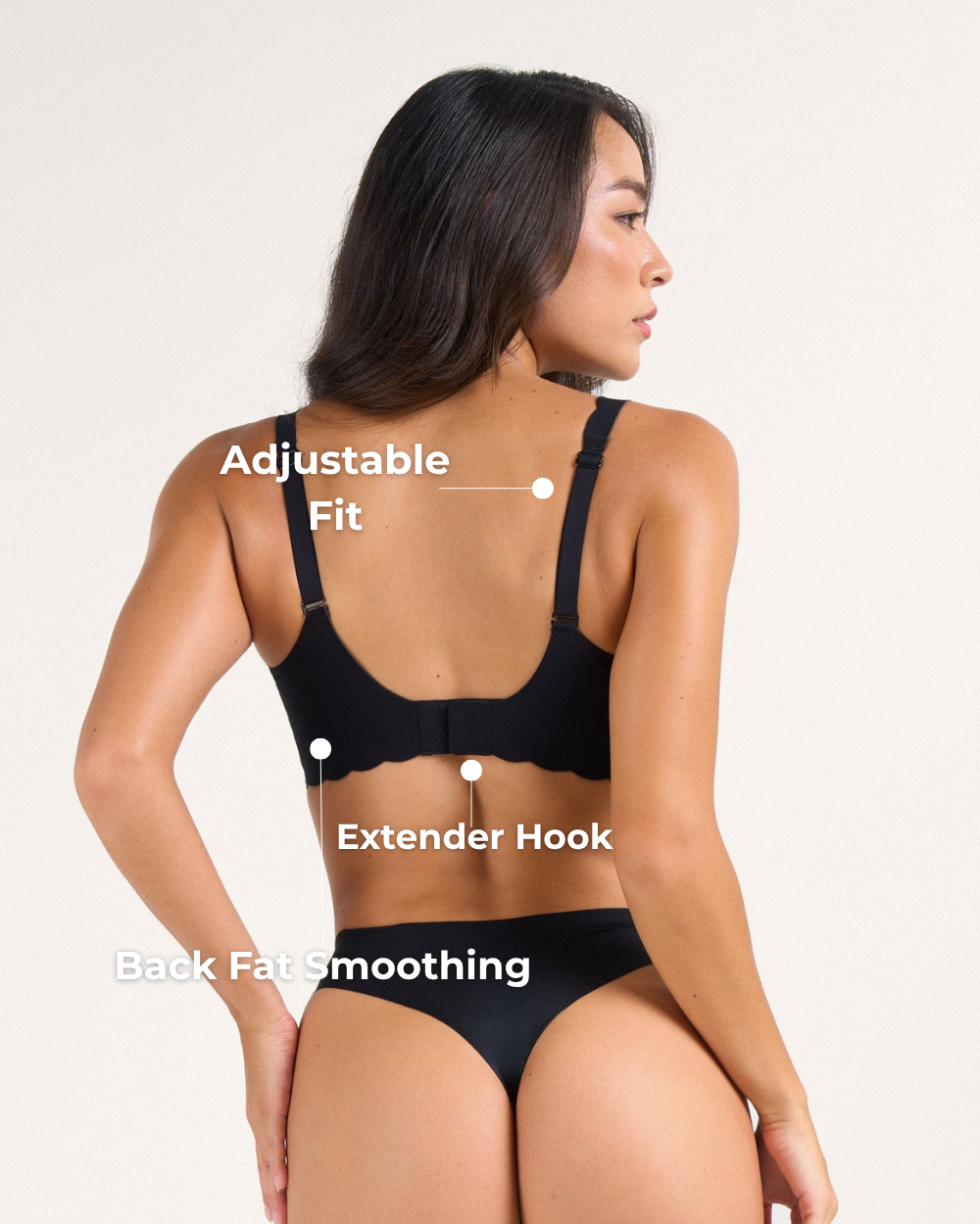Immagine del reggiseno push-up Nadia indossato, evidenziando il supporto senza ferretto e la forma naturale del seno.