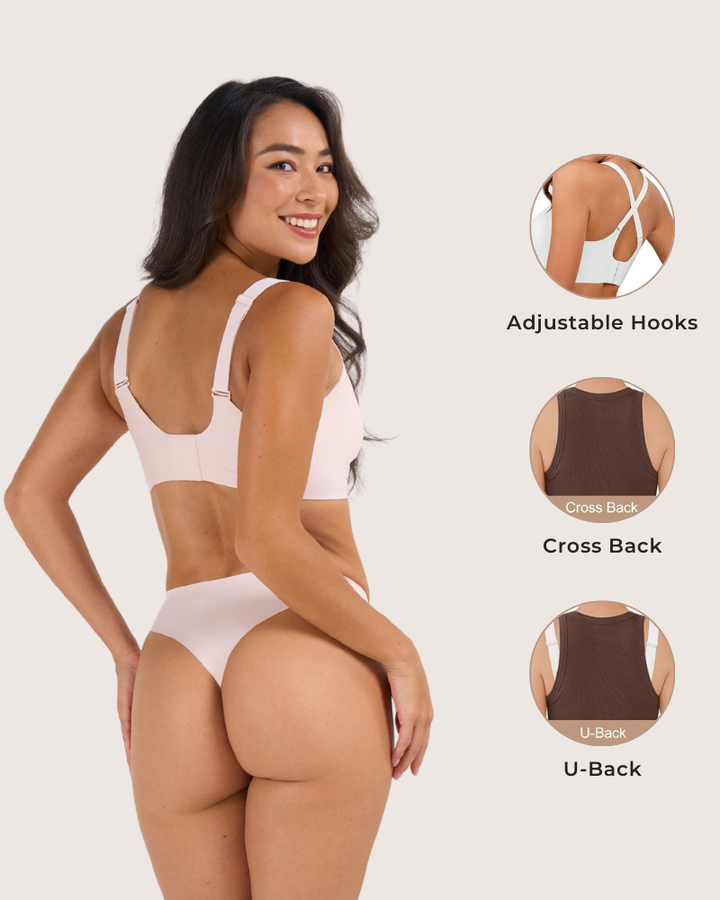 Reggiseno Naomi bianco piegato, che mostra le strisce in gel W-shaped all'interno per il supporto.